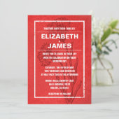 Invitations de mariage rouge Vintage rustique (Debout devant)