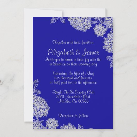 Invitations de mariage royal bleu (Devant)
