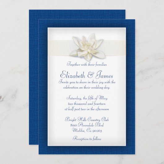 Invitations de mariage royal bleu (Devant / Derrière)