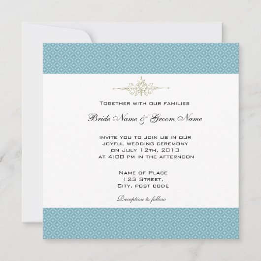 Invitations de mariage royal bleu simples et éléga (Devant)