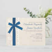 Invitations de mariage Royal Blue Bow et de dentel (Debout devant)