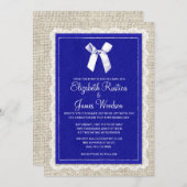 Invitations de mariage Royal Blue Country Burlap (Devant / Derrière)