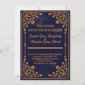 Invitations de mariage Royal Blue et Gold (Devant)
