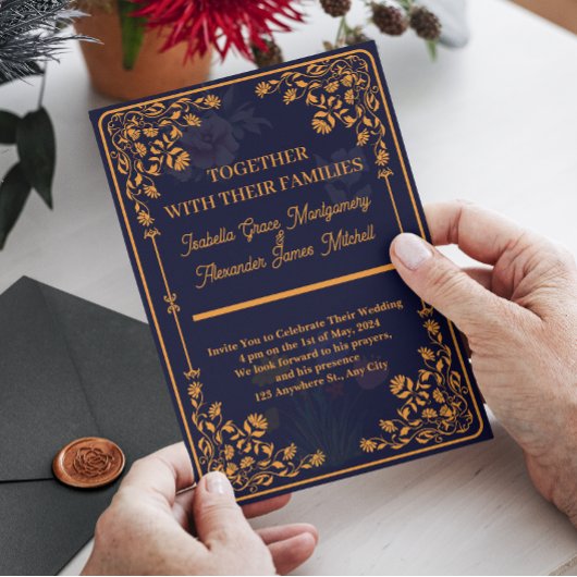 Invitations de mariage Royal Blue et Gold