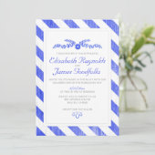 Invitations de mariage Royal Blue Stripes (Debout devant)