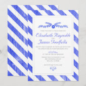 Invitations de mariage Royal Blue Stripes (Devant / Derrière)