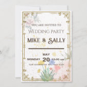 Invitations de mariage royal, fleurs et verdure (Devant)