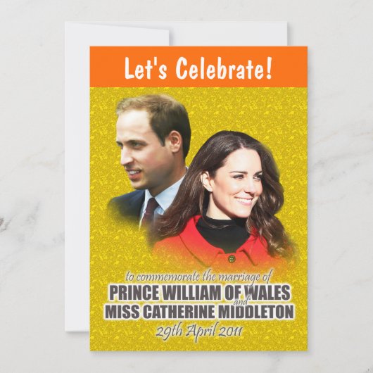 Invitations de mariage royal William & Kate (Devant)