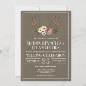 Invitations de mariage Rustic Burlap Deer Antler (Devant)