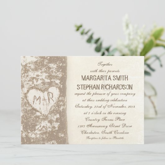 Invitations de mariage rustique (Debout devant)