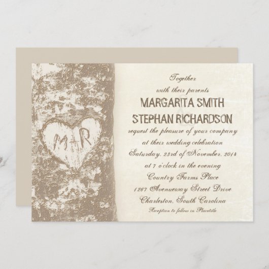 Invitations de mariage rustique (Devant / Derrière)