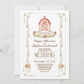 Invitations de mariage rustique à la grange (Devant)