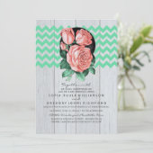 Invitations de mariage rustique à la menthe et ros (Debout devant)