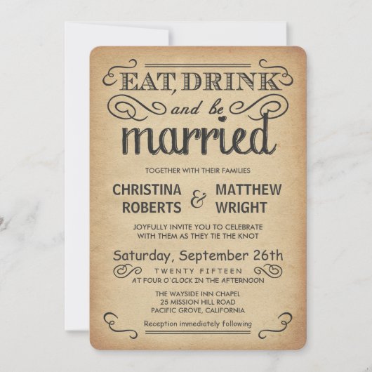 Invitations de mariage rustique à la mode Poster v (Devant)