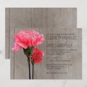 Invitations de mariage rustique à mini-carnation (Devant / Derrière)