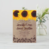 Invitations de mariage rustique au tournesol Vinta (Debout devant)