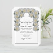 Invitations de mariage rustique blanc Roses (Debout devant)