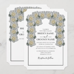 Invitations de mariage rustique blanc Roses