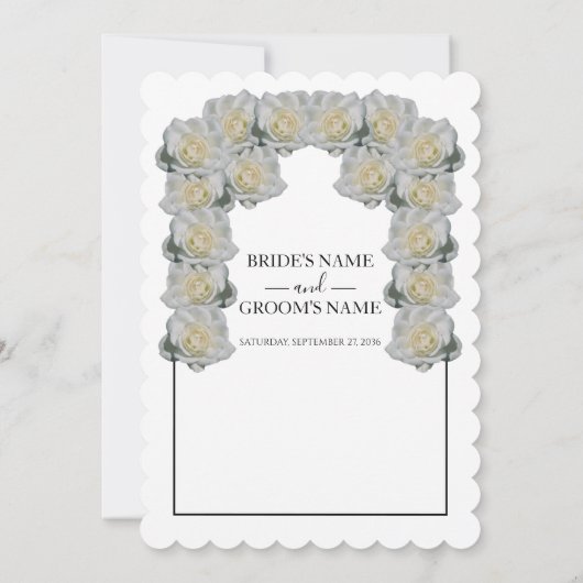 Invitations de mariage rustique blanc Roses (Dos)
