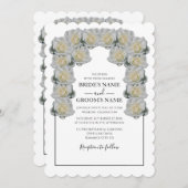 Invitations de mariage rustique blanc Roses (Devant / Derrière)