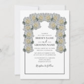 Invitations de mariage rustique blanc Roses (Devant)