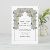 Invitations de mariage rustique blanc Roses (Debout devant)