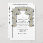 Invitations de mariage rustique blanc Roses (Devant / Derrière)