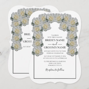 Invitations de mariage rustique blanc Roses