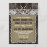 Invitations de mariage rustique Burlap et dentelle
