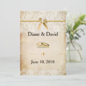 Invitations de mariage rustique Burlap et dentelle (Debout devant)