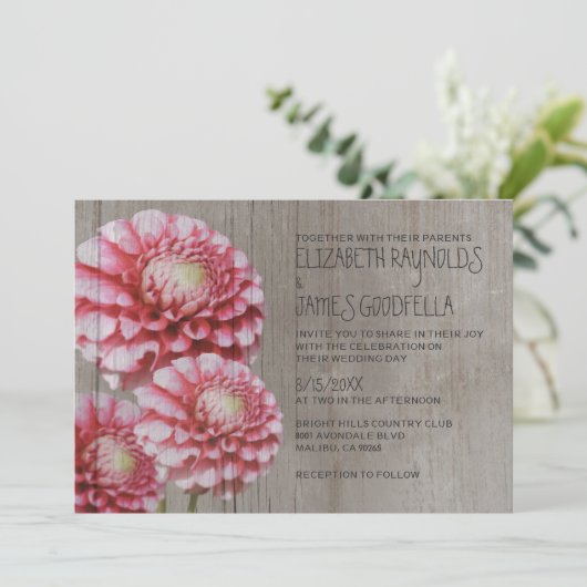 Invitations De Mariage Rustique Dahlia (Debout devant)