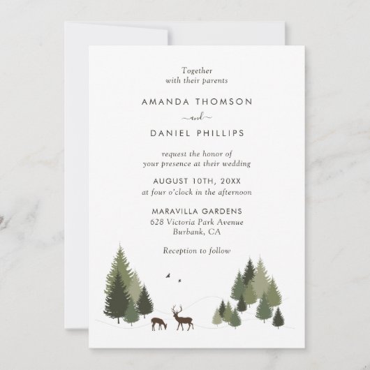 Invitations de mariage rustique dans la forêt de C (Devant)