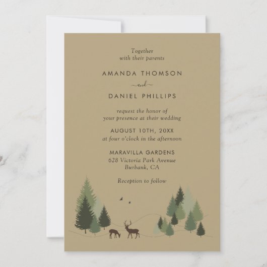 Invitations de mariage rustique dans la forêt de C (Devant)