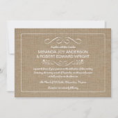 Invitations De Mariage Rustique De Burlap Tan Natu (Devant)