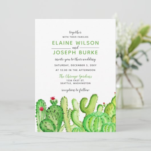 Invitations de mariage rustique de cactus (Debout devant)