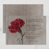 Invitations de mariage rustique de carnation (Devant / Derrière)