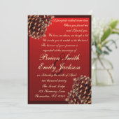 Invitations de mariage rustique de cône de pin bru (Debout devant)