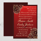 Invitations de mariage rustique de cône de pin bru (Devant / Derrière)