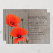 Invitations de mariage rustique de coquelicots (Devant / Derrière)