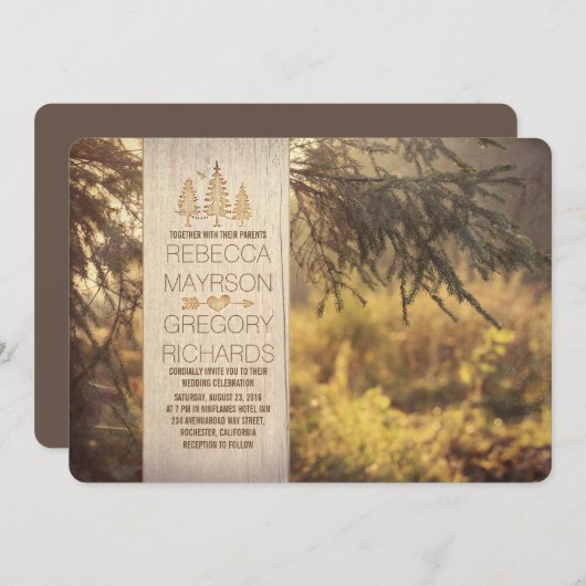 Invitations de mariage rustique de la forêt (Devant / Derrière)