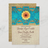 Invitations de mariage rustique de la marée jaune (Devant / Derrière)