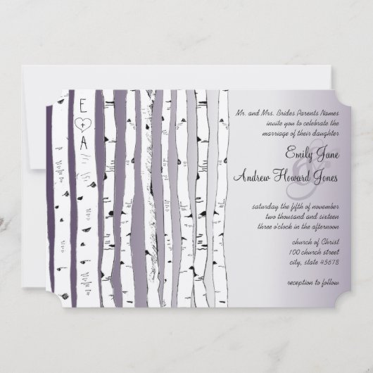 Invitations de mariage rustique de l'arbre à oisea (Devant)
