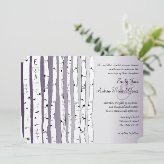 Invitations de mariage rustique de l'arbre à oisea (Debout devant)