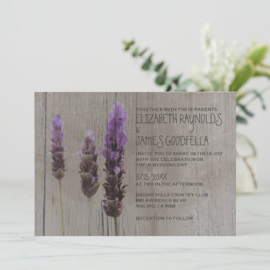 Invitations de mariage rustique de Lavender (Debout devant)