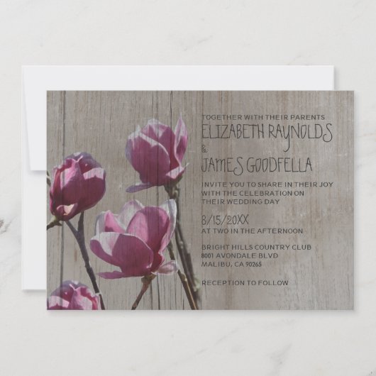 Invitations de mariage rustique de Magnolia (Devant)