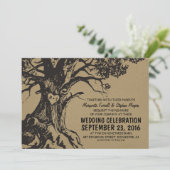 Invitations de mariage rustique de vieux chêne (Debout devant)