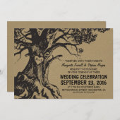 Invitations de mariage rustique de vieux chêne (Devant / Derrière)