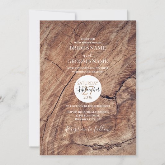 Invitations de mariage rustique en bois (Devant)