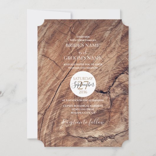 Invitations de mariage rustique en bois (Devant)
