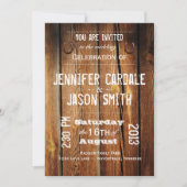Invitations de mariage rustique en bois d'étable (Devant)
